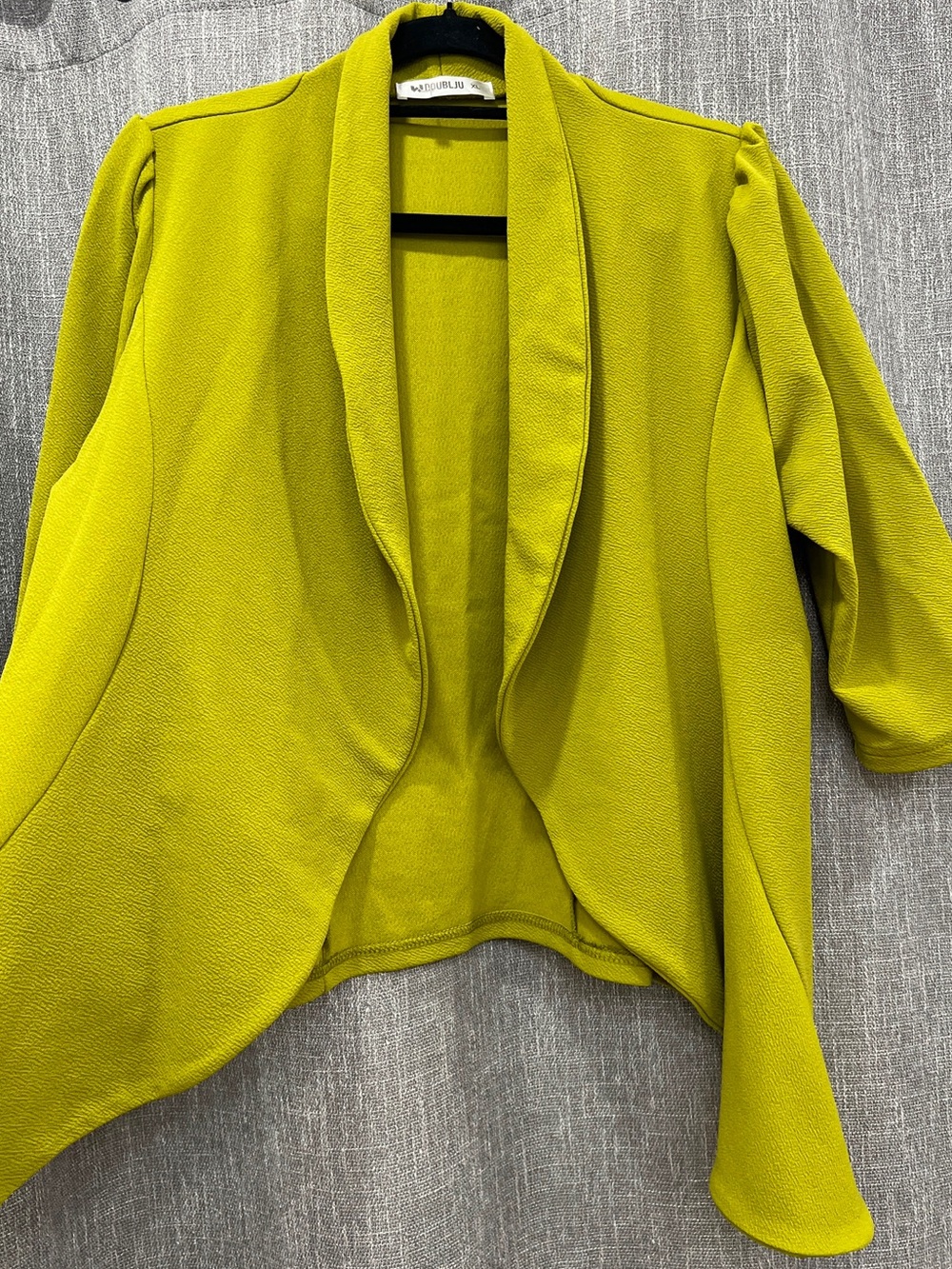 Doublju Lime Green Open Front Draped Women's Top